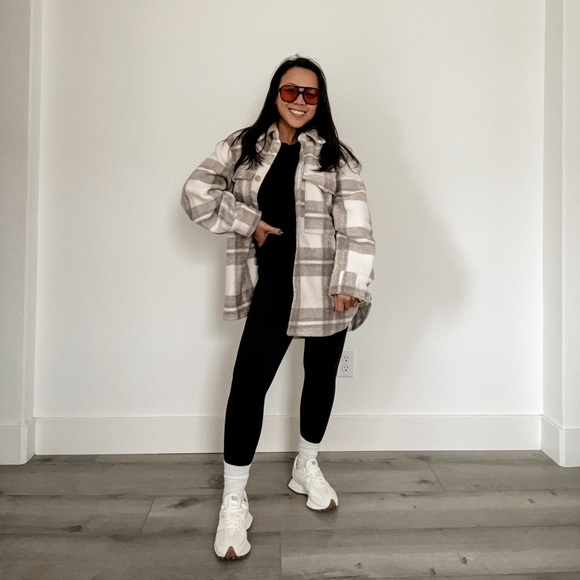 Beige Plaid Oversized Shacket (XS & S) - Picture 3 of 11